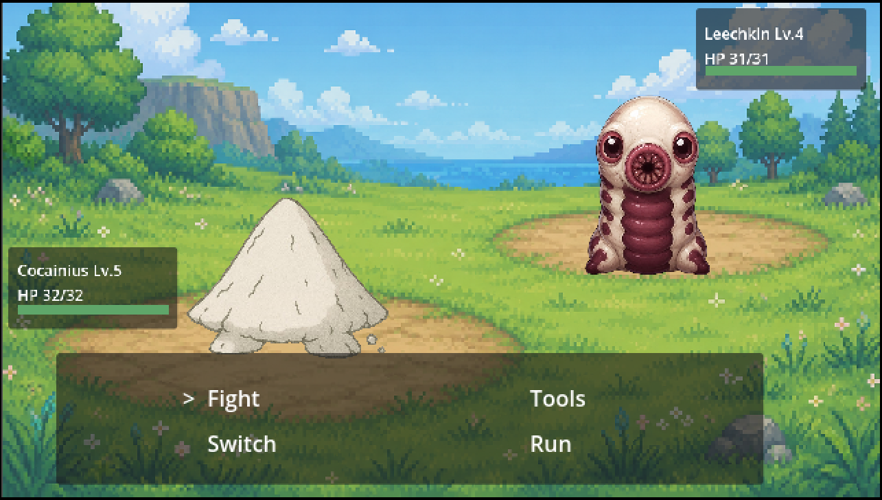 Patchpup facing Gelbyte in the Morphids battle interface